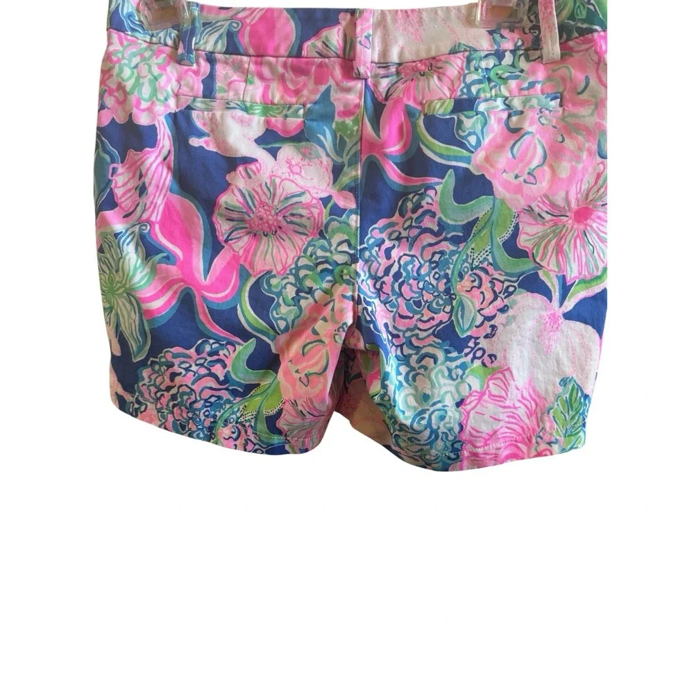 Lilly Pulitzer Jayne Stretch Shorts Size 12 Vibrant Floral Print Pockets Preppy
